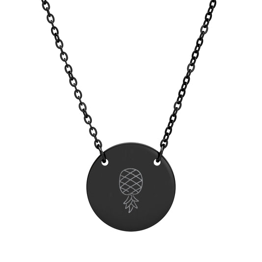 Engraved Circle Necklace — Pineapple Pendant Personalized Disc Necklace