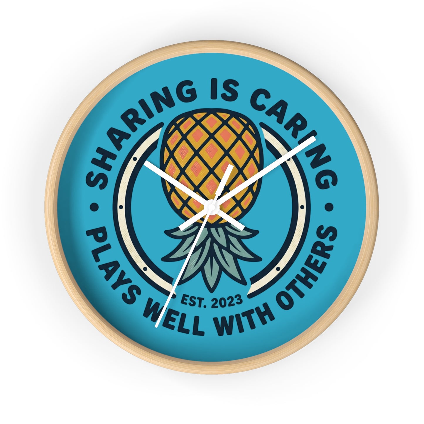 Wall Clock — "Sharing Is Caring" Pineapple Decorative Clock (Est. 2023)