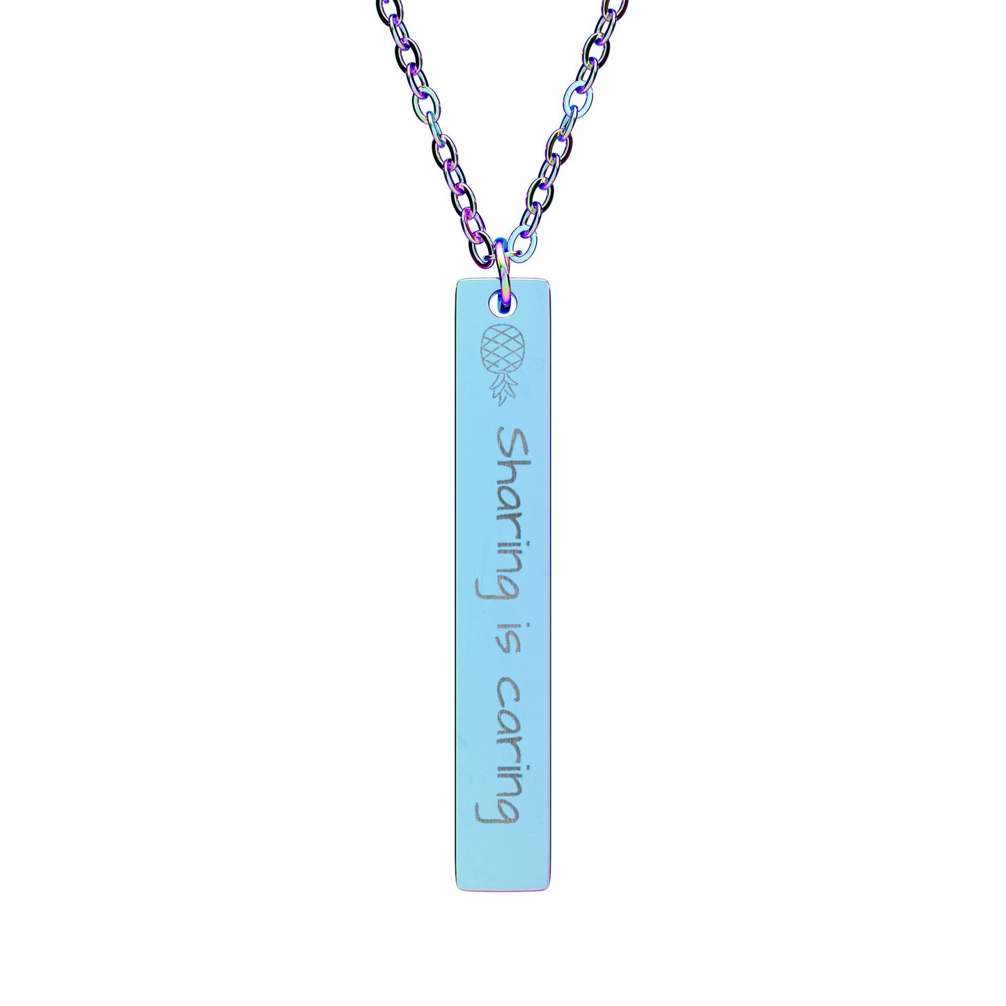 Sharing is Caring - Engraved Vertical Bar Necklace