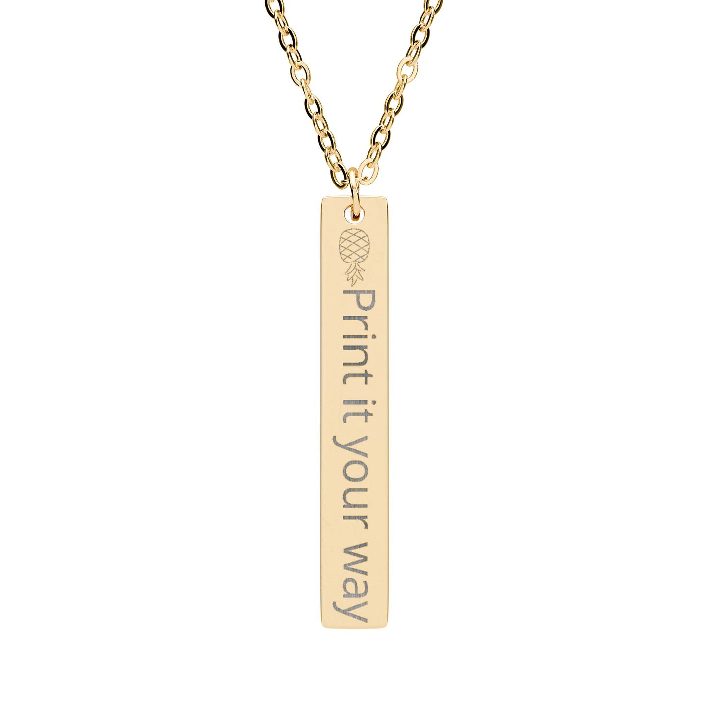 Engraved Vertical Bar Necklace — Custom Text Pendant