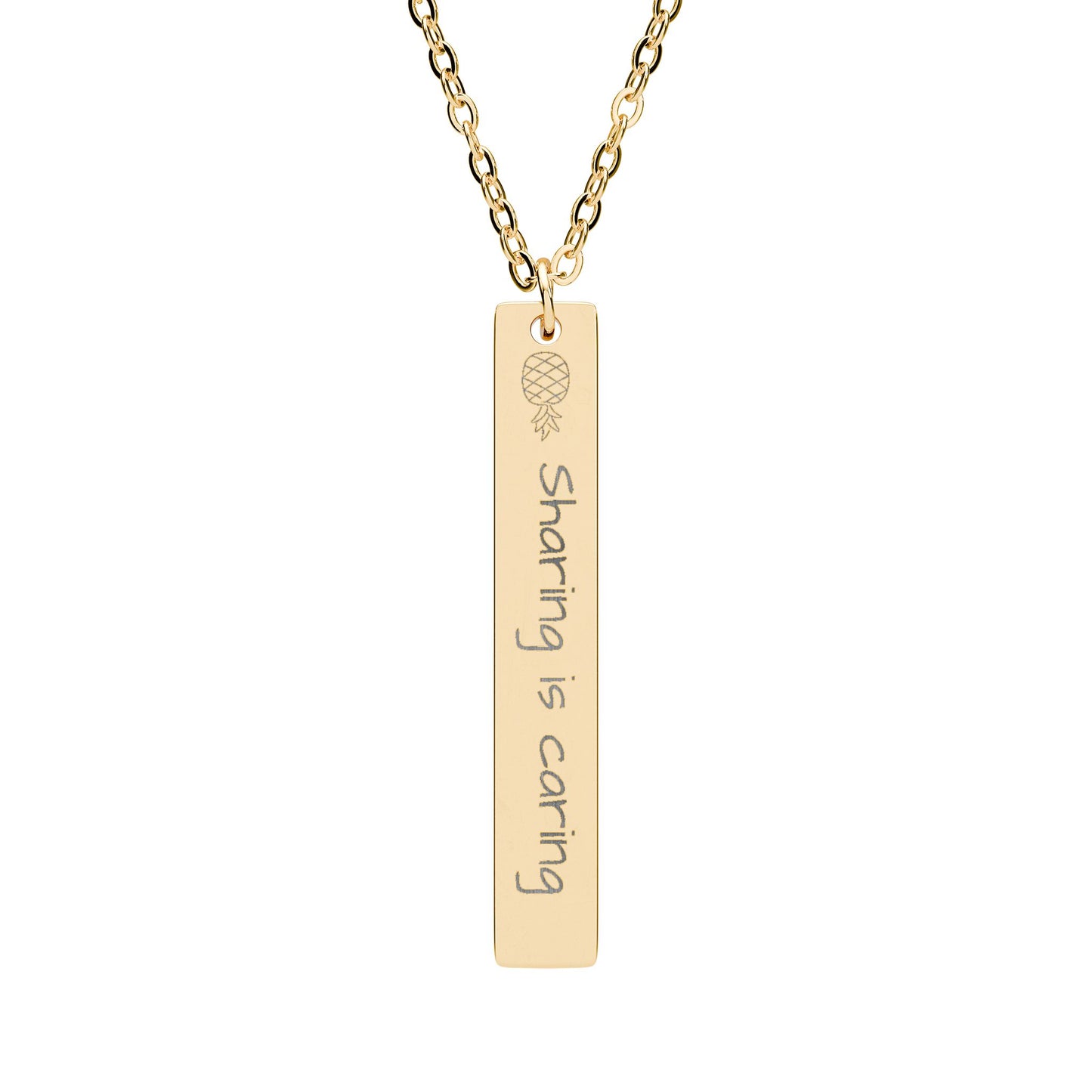 Sharing is Caring - Engraved Vertical Bar Necklace