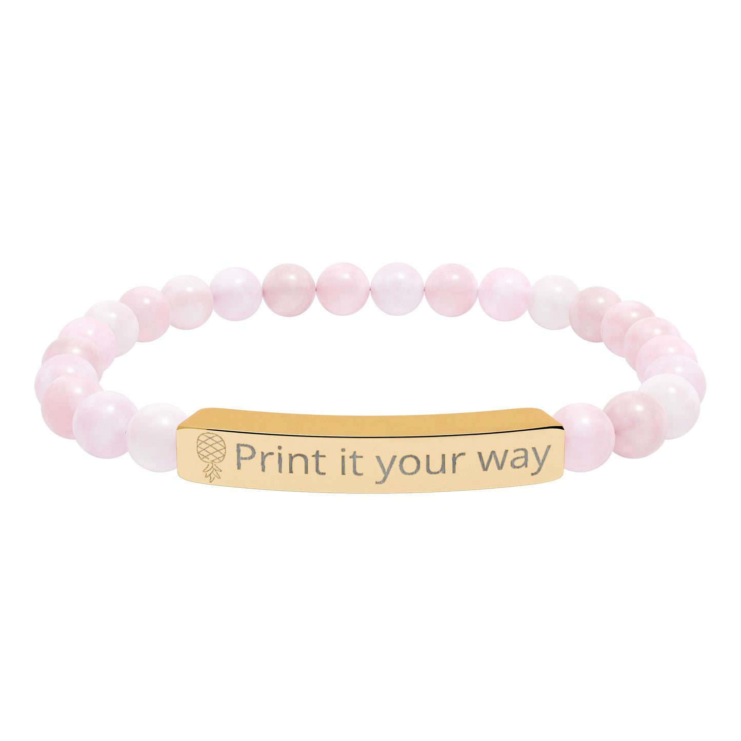 Engravable Natural Stone Stretch Bar Bracelet — Custom Message Beaded Bracelet