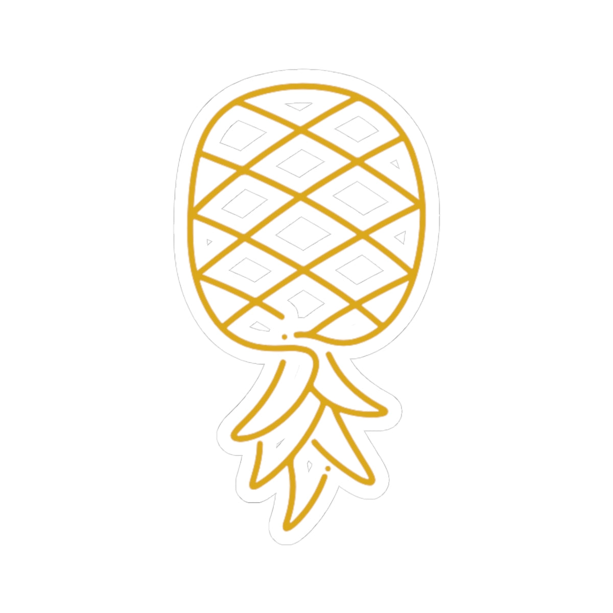 Pineapple Line Art Kiss-Cut Sticker – Minimal Gold Tropical Decal