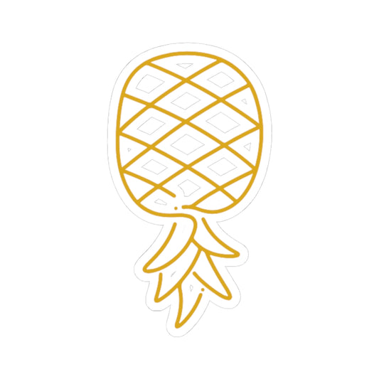 Pineapple Line Art Kiss-Cut Sticker – Minimal Gold Tropical Decal