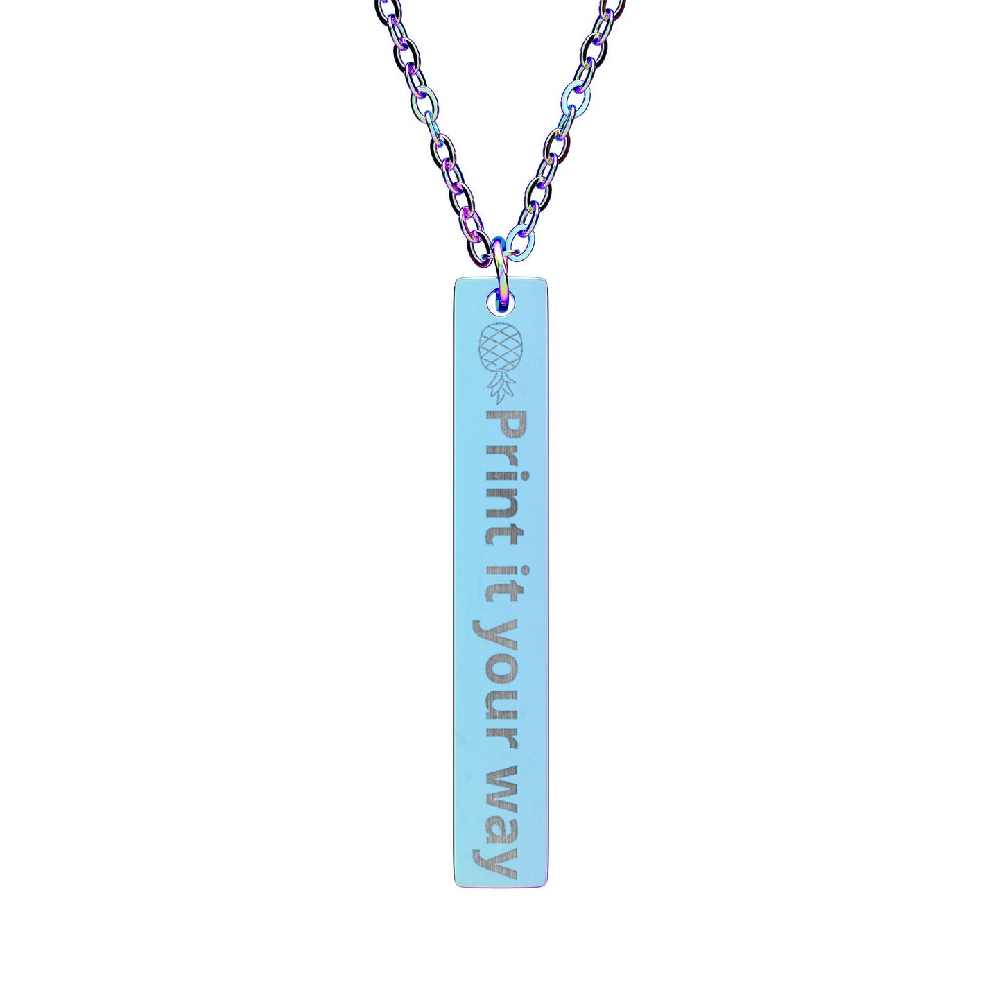 Engraved Vertical Bar Necklace — Custom Text Pendant