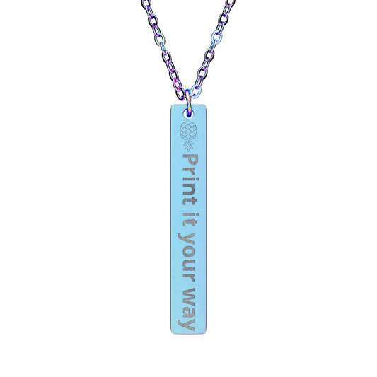 Engraved Vertical Bar Necklace — Custom Text Pendant