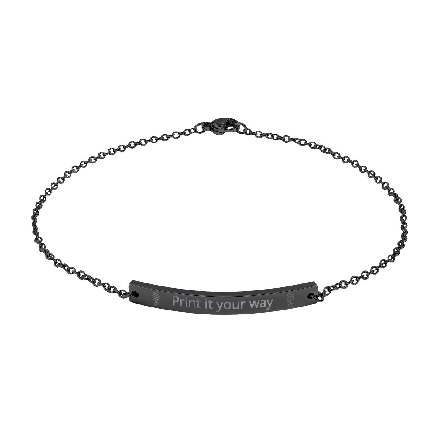 Engravable Curved Bar Anklet — Personalized Minimalist Ankle Bracelet (Custom Text)