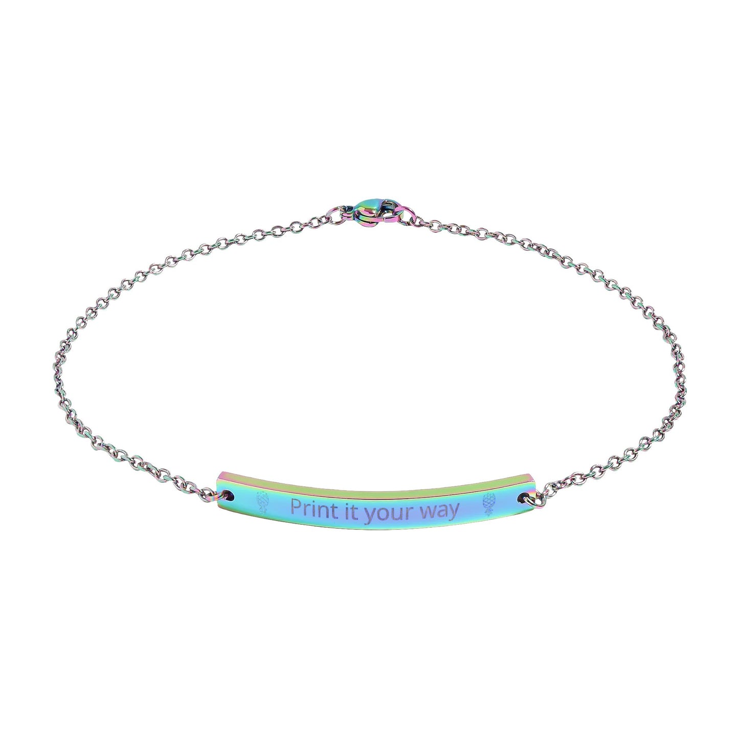 Engravable Curved Bar Anklet — Personalized Minimalist Ankle Bracelet (Custom Text)