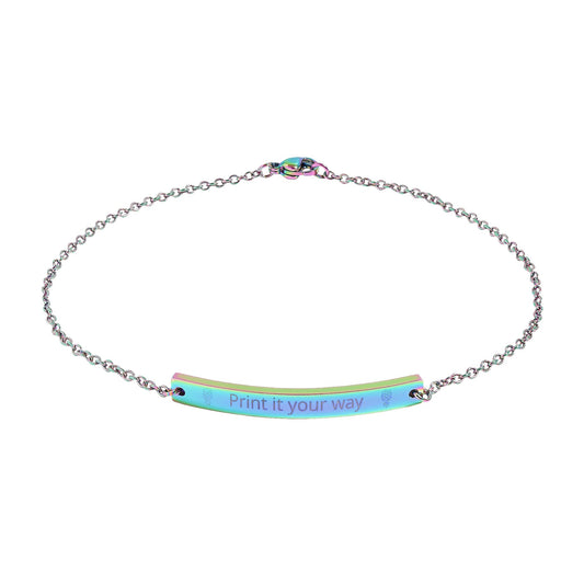 Engravable Curved Bar Anklet — Personalized Minimalist Ankle Bracelet (Custom Text)