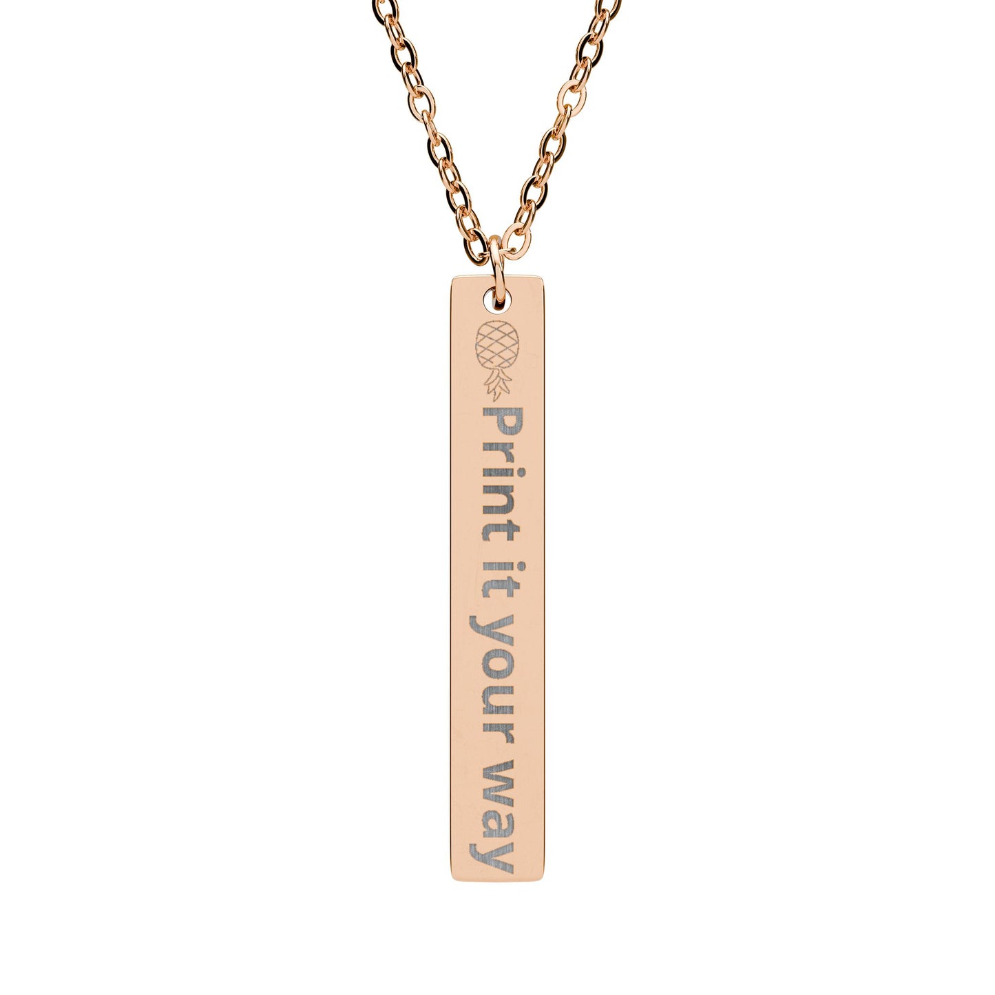 Engraved Vertical Bar Necklace — Custom Text Pendant