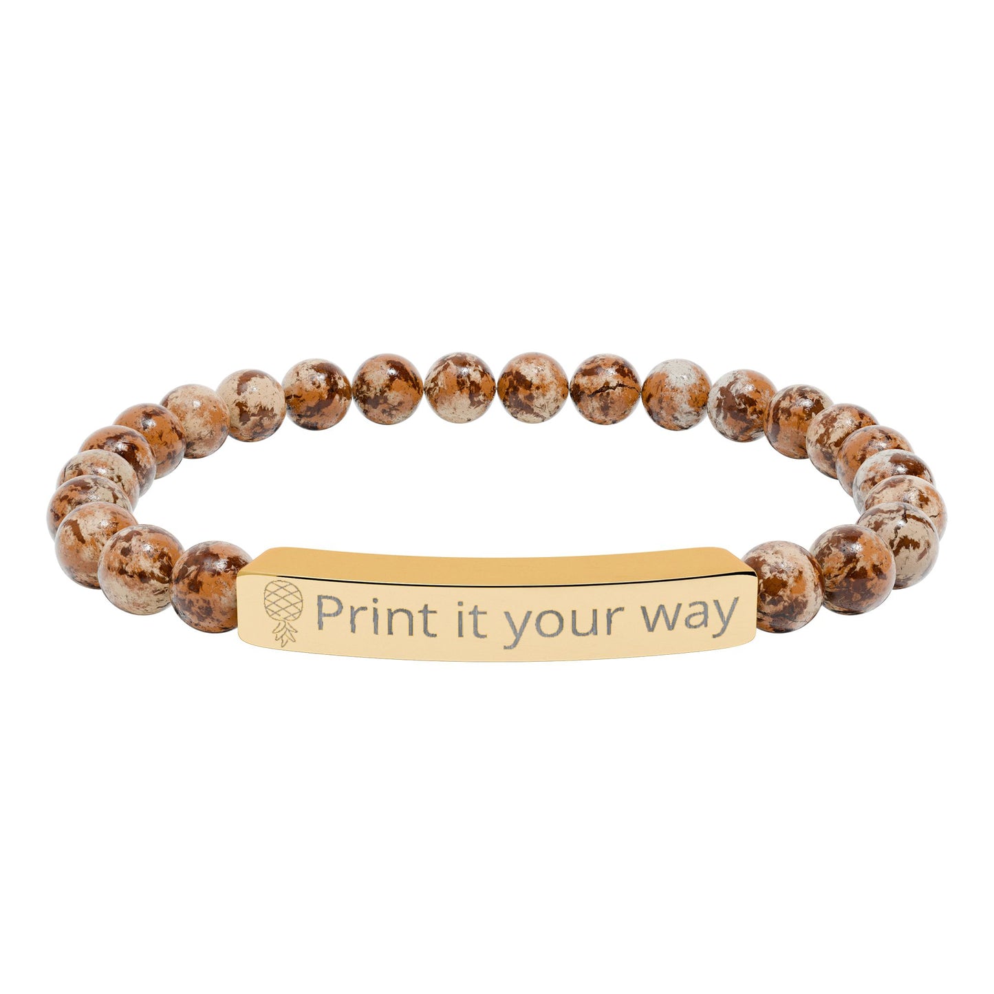 Engravable Natural Stone Stretch Bar Bracelet — Custom Message Beaded Bracelet
