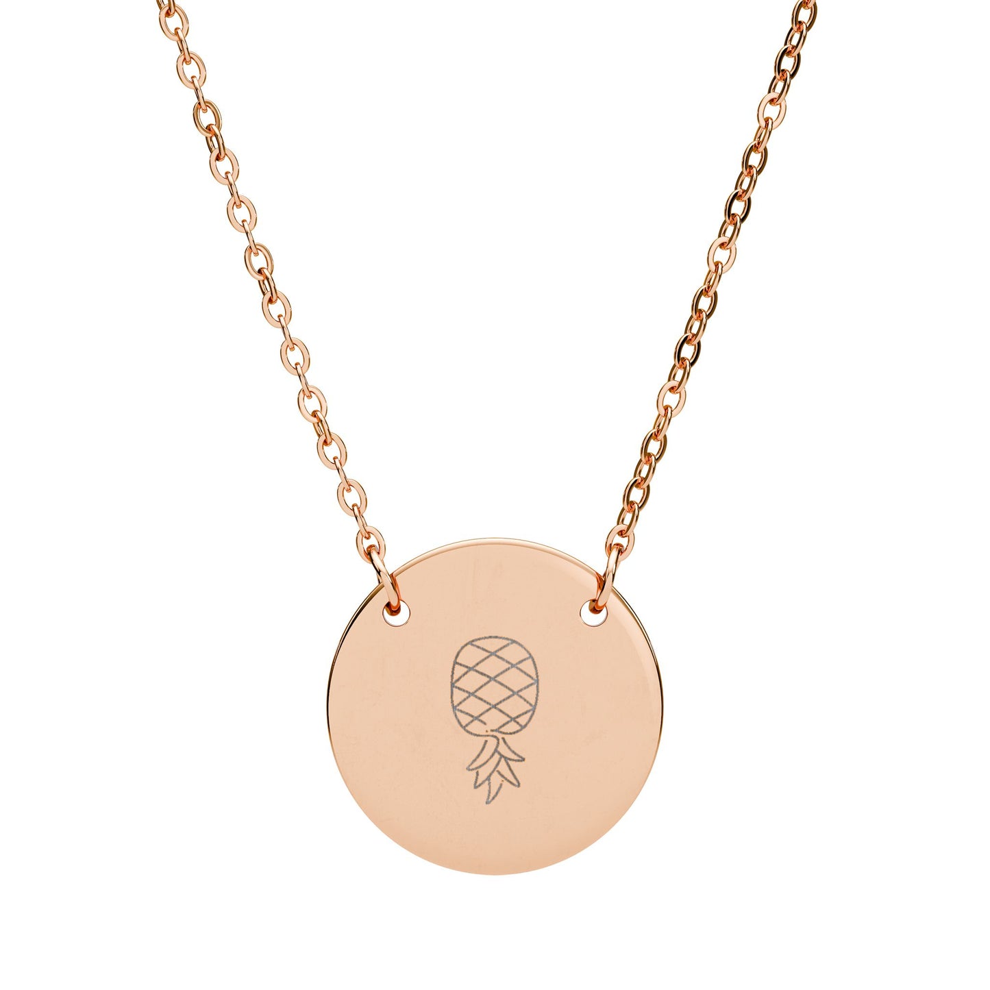 Engraved Circle Necklace — Pineapple Pendant Personalized Disc Necklace
