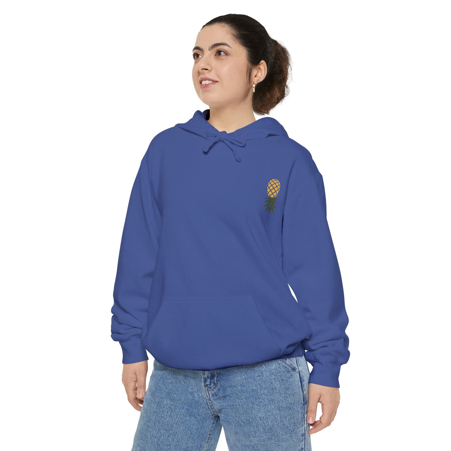 Golden Pineapple Hoodie — Minimal Chest Logo Sweatshirt