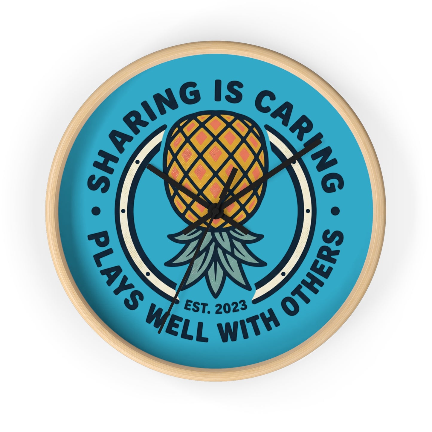 Wall Clock — "Sharing Is Caring" Pineapple Decorative Clock (Est. 2023)