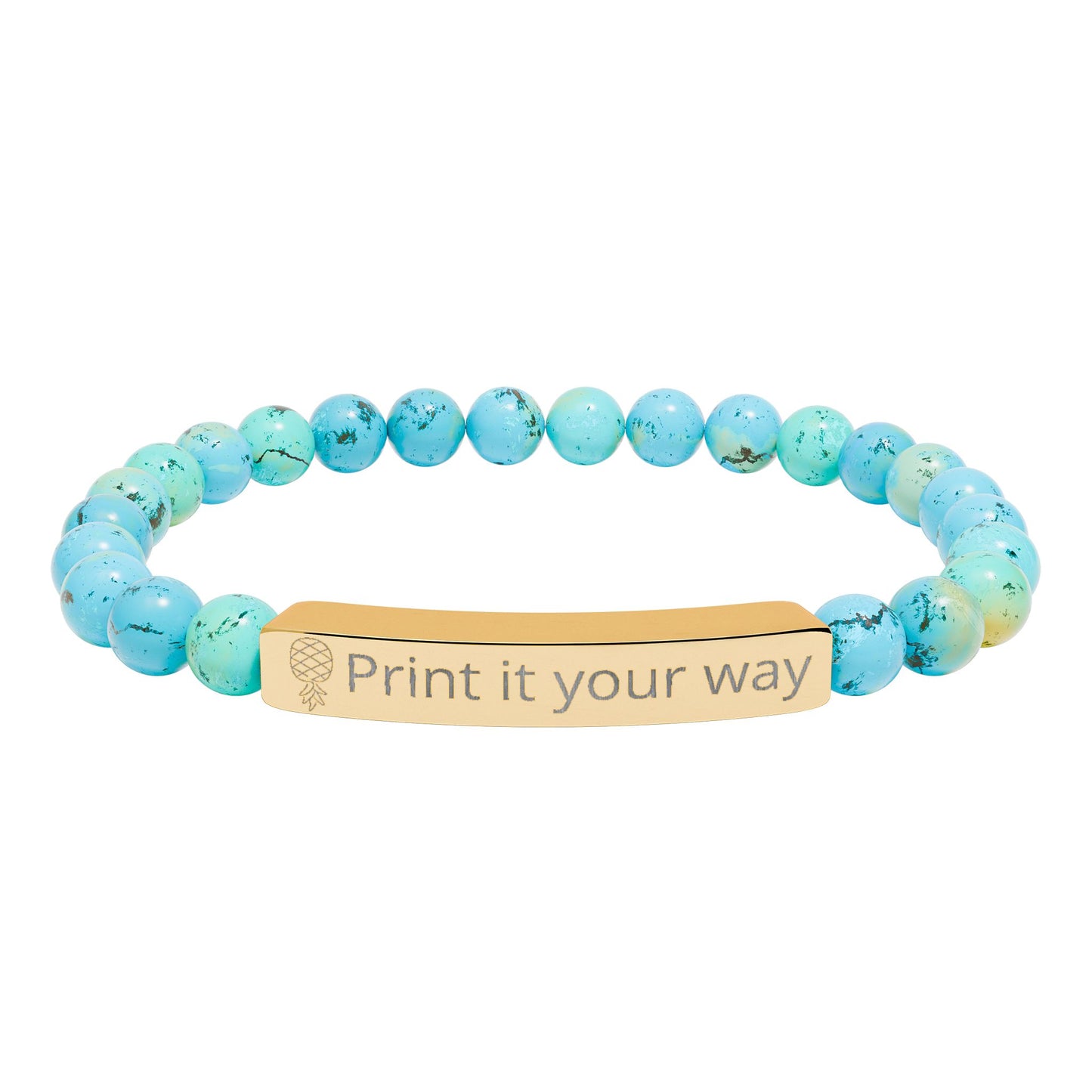 Engravable Natural Stone Stretch Bar Bracelet — Custom Message Beaded Bracelet