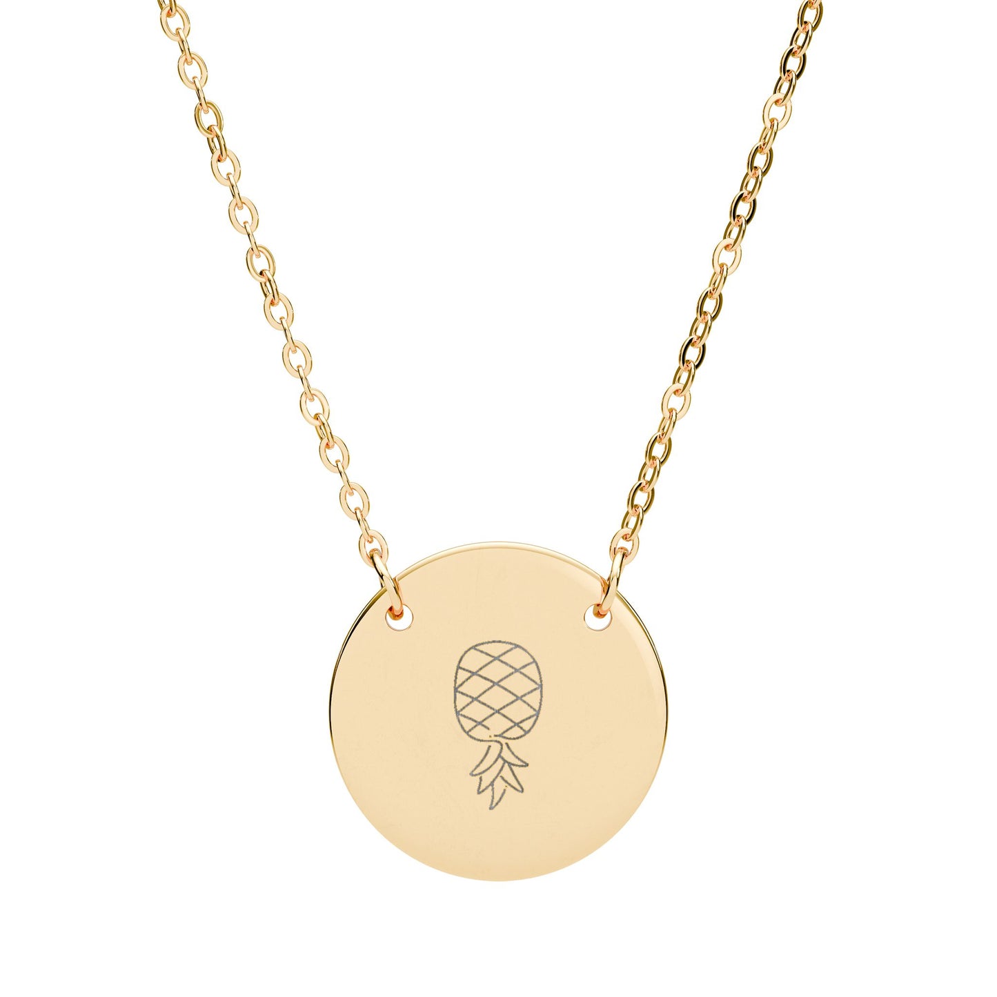 Engraved Circle Necklace — Pineapple Pendant Personalized Disc Necklace
