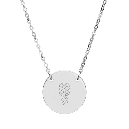 Engraved Circle Necklace — Pineapple Pendant Personalized Disc Necklace
