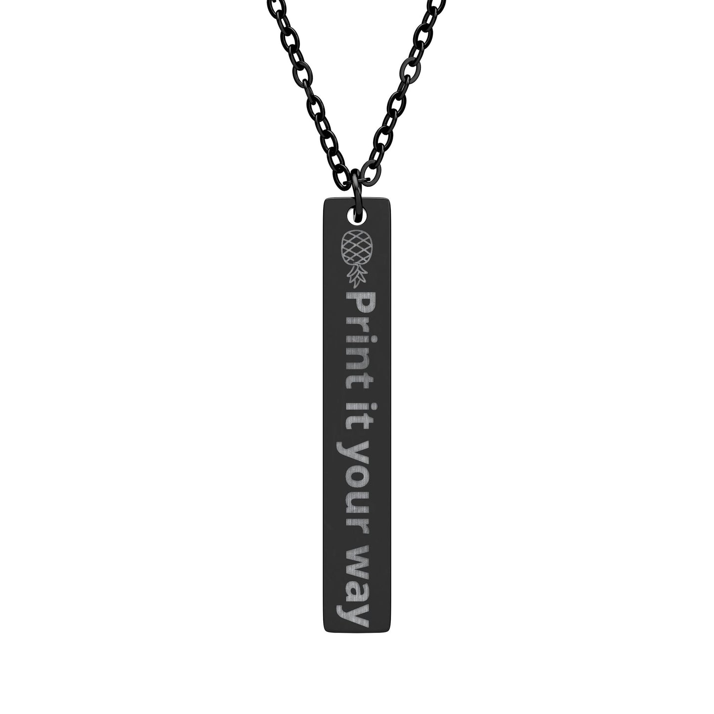 Engraved Vertical Bar Necklace — Custom Text Pendant