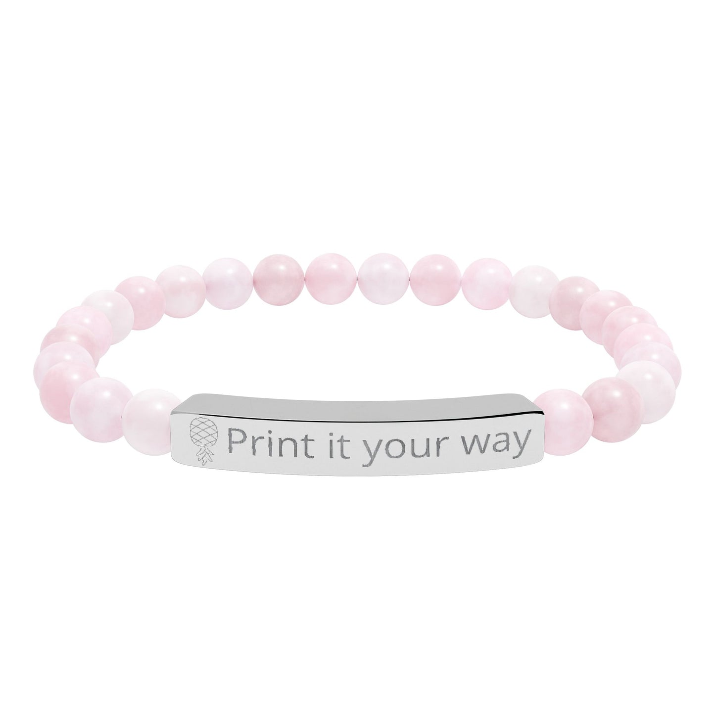 Engravable Natural Stone Stretch Bar Bracelet — Custom Message Beaded Bracelet