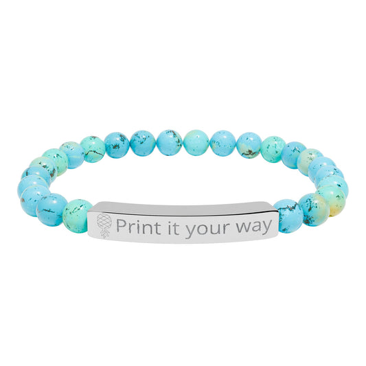 Engravable Natural Stone Stretch Bar Bracelet — Custom Message Beaded Bracelet