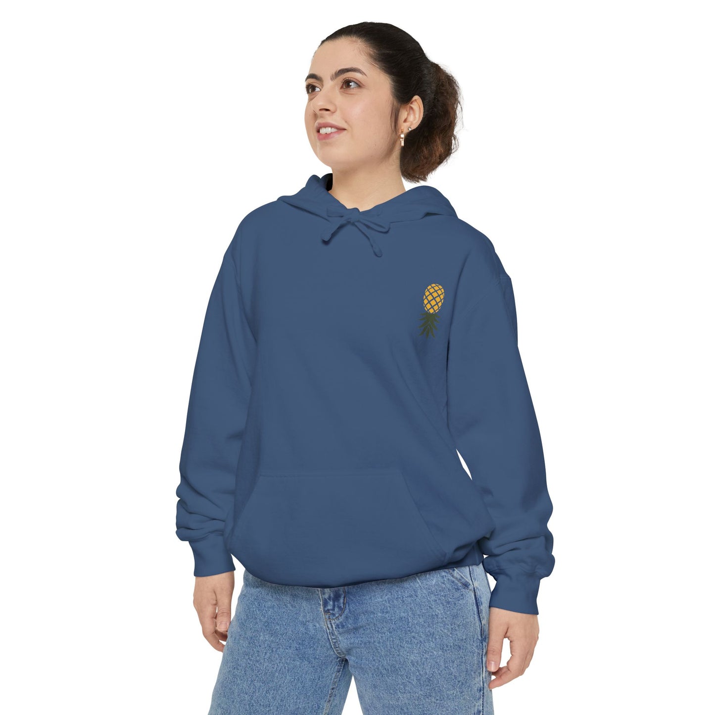 Golden Pineapple Hoodie — Minimal Chest Logo Sweatshirt