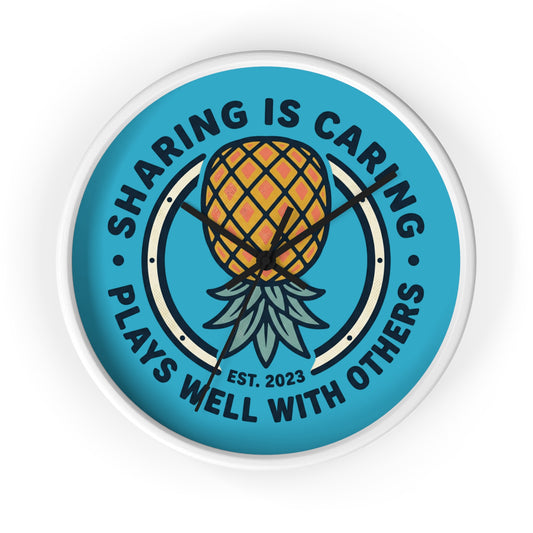 Wall Clock — "Sharing Is Caring" Pineapple Decorative Clock (Est. 2023)