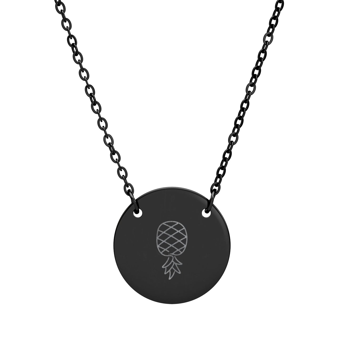 Engraved Circle Necklace — Pineapple Pendant Personalized Disc Necklace