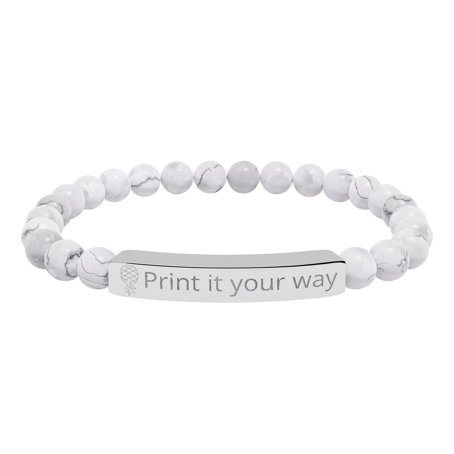 Engravable Natural Stone Stretch Bar Bracelet — Custom Message Beaded Bracelet