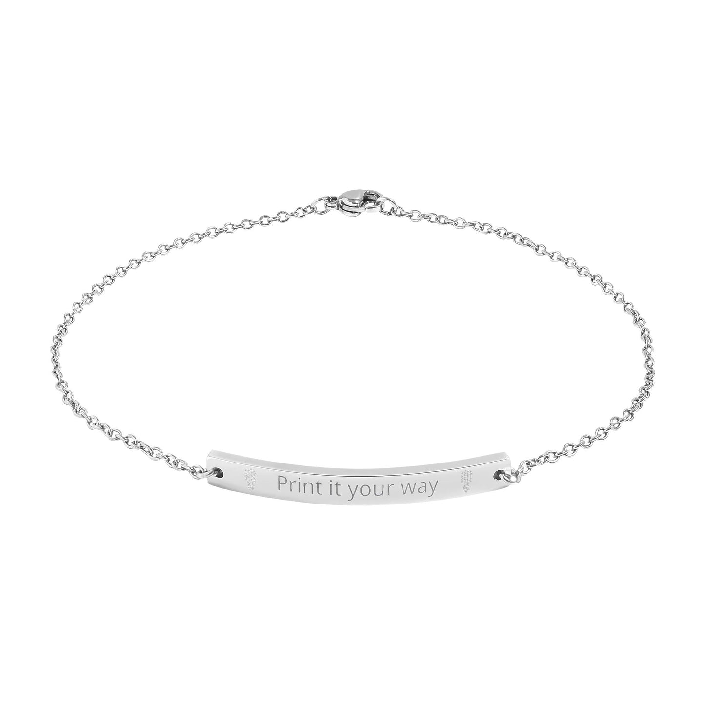 Engravable Curved Bar Anklet — Personalized Minimalist Ankle Bracelet (Custom Text)