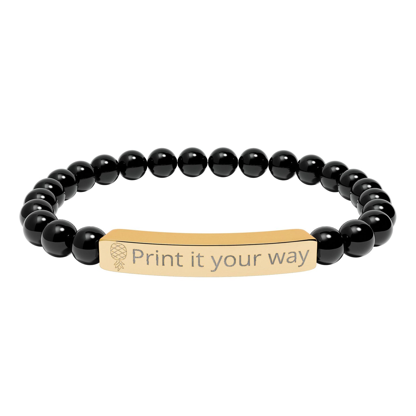 Engravable Natural Stone Stretch Bar Bracelet — Custom Message Beaded Bracelet