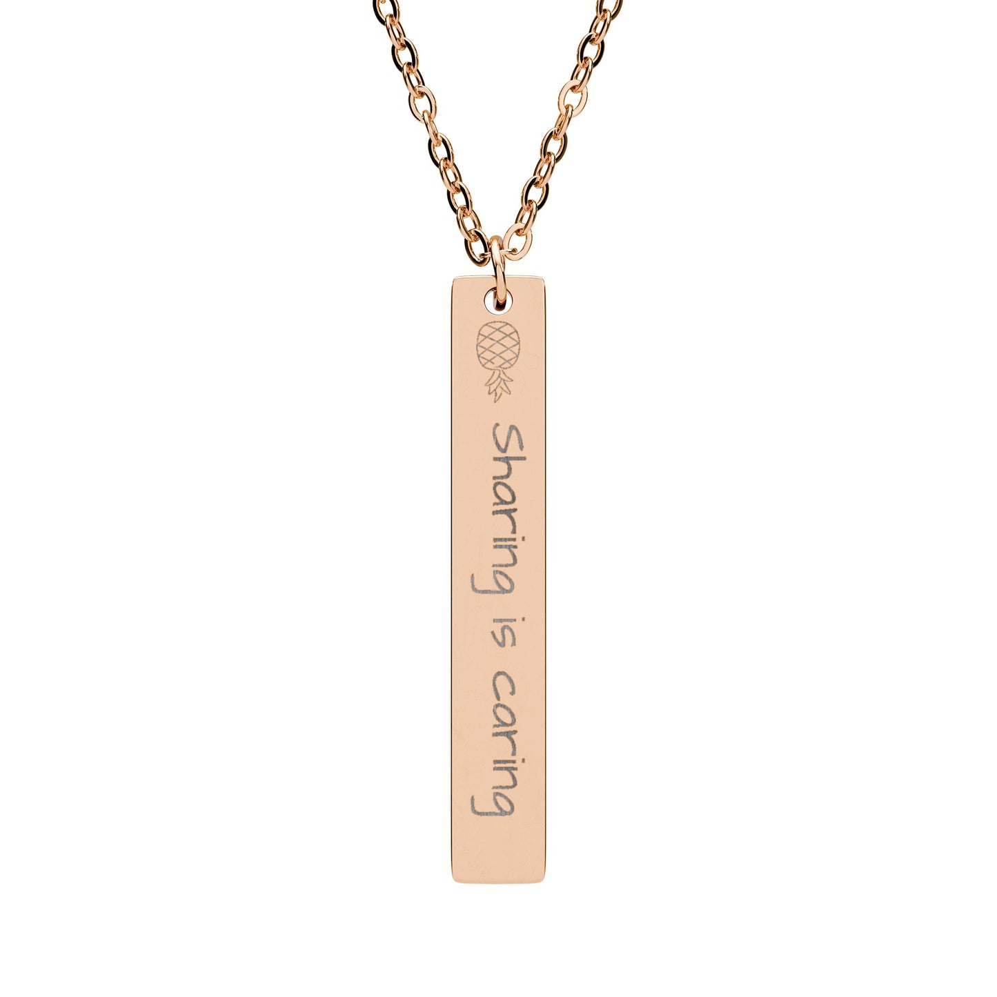 Sharing is Caring - Engraved Vertical Bar Necklace