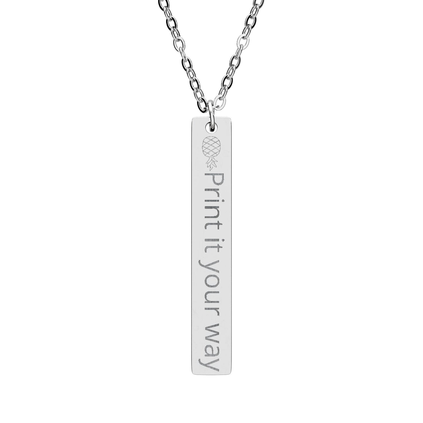 Engraved Vertical Bar Necklace — Custom Text Pendant