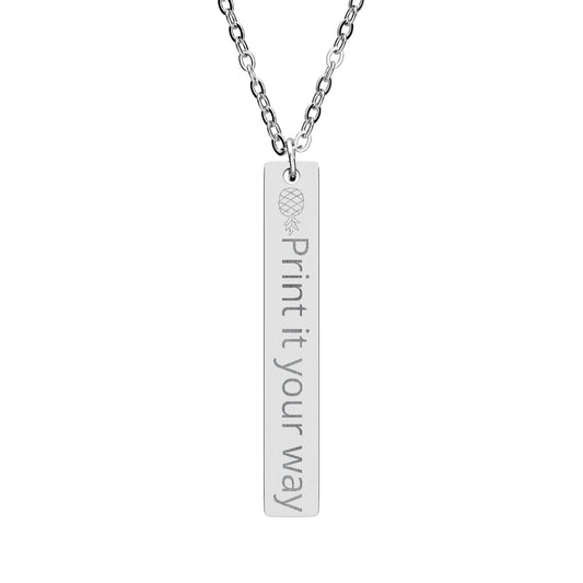 Engraved Vertical Bar Necklace — Custom Text Pendant