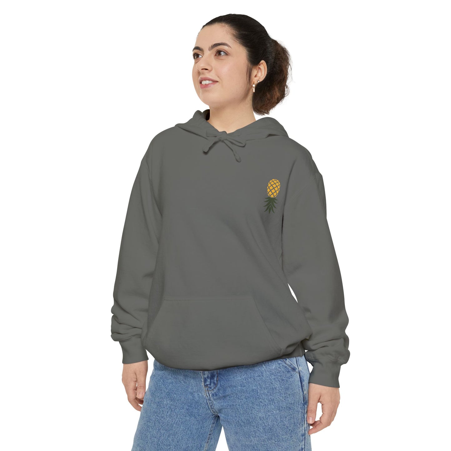 Golden Pineapple Hoodie — Minimal Chest Logo Sweatshirt