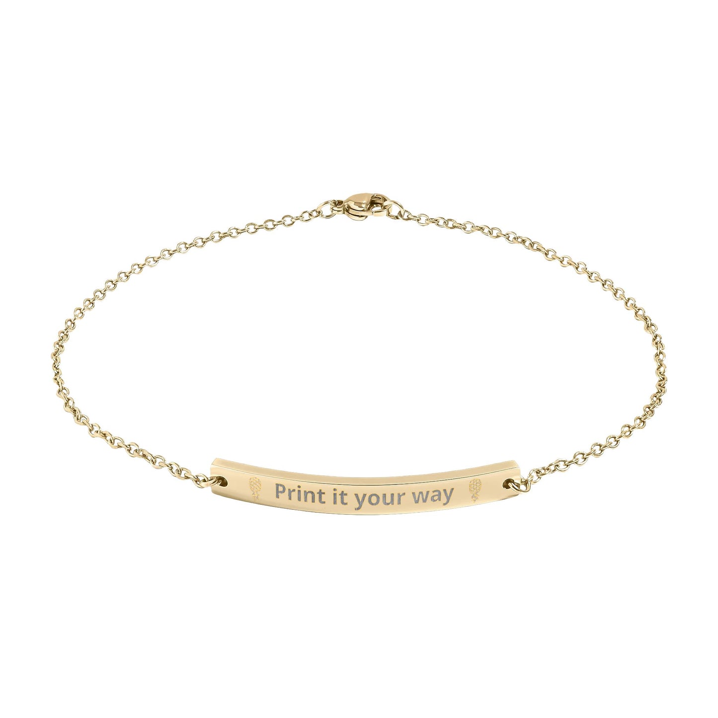 Engravable Curved Bar Anklet — Personalized Minimalist Ankle Bracelet (Custom Text)