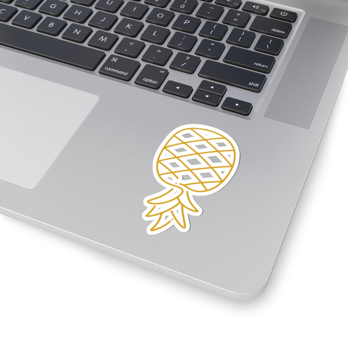 Pineapple Line Art Kiss-Cut Sticker – Minimal Gold Tropical Decal