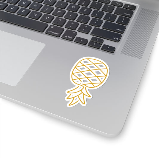 Pineapple Line Art Kiss-Cut Sticker – Minimal Gold Tropical Decal